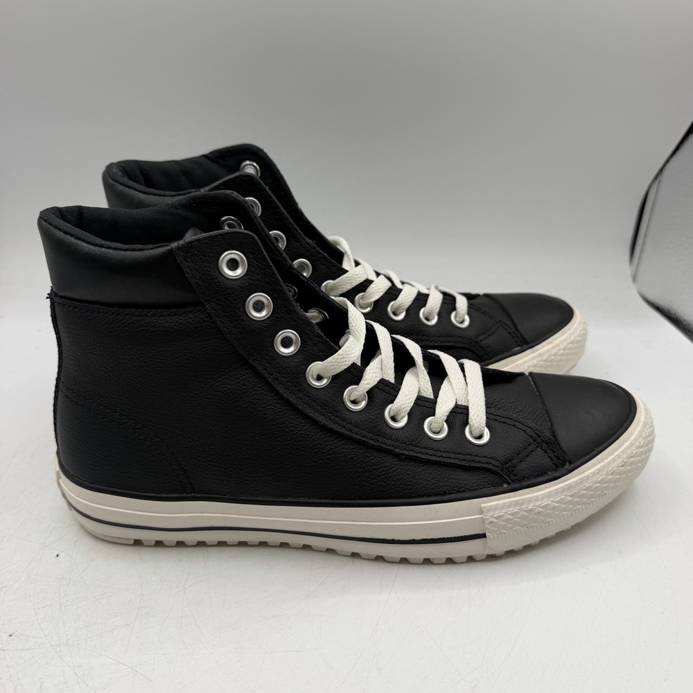 Converse CTAS High Top Sneaker Boots Mens 7.5 Womens 9.5 Black Leather 149387C - Picture 2 of 10